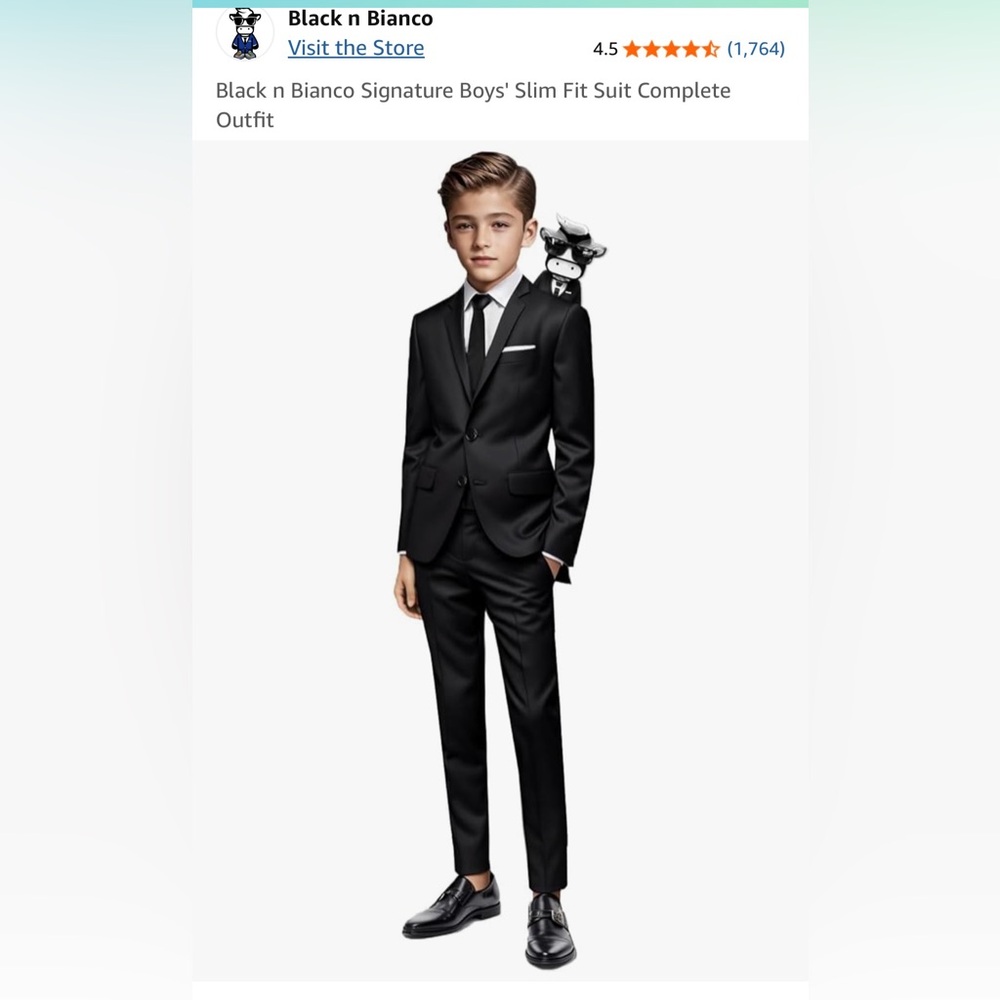 Black Slim-Fit Matching Suit Set with Notch Lapels